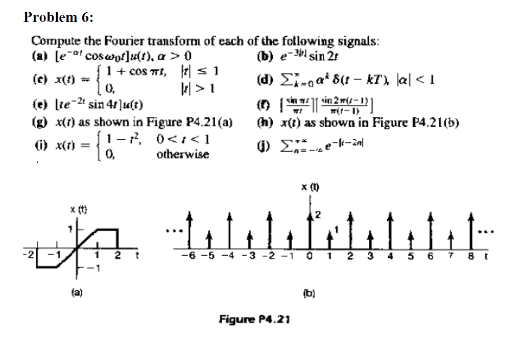 Solved Problem 6 Compute The Fourier Transforn Of Each O Chegg Com