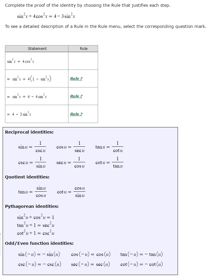 Complete the proof of the identity by choosing the