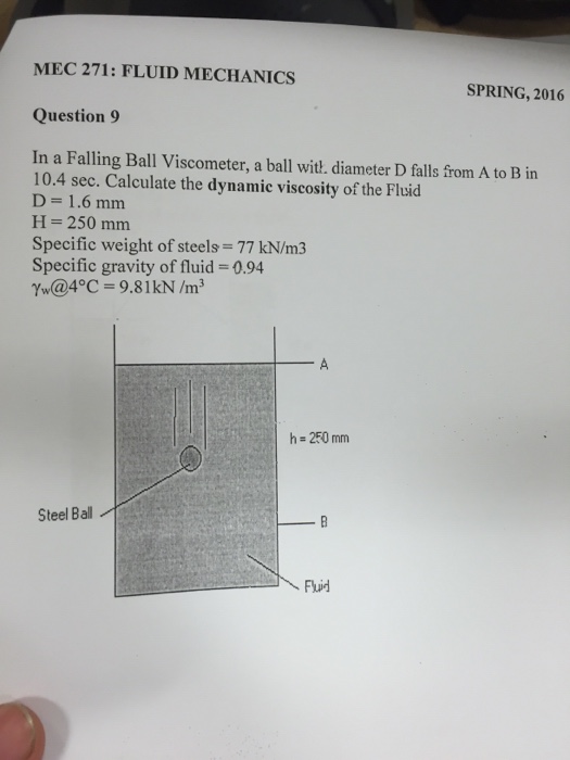 In A Falling Ball Viseter A Ball With Diameter D Chegg 