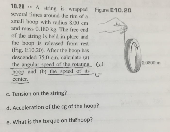 Solved A thin string is wrapped around a cylindrical hoop of