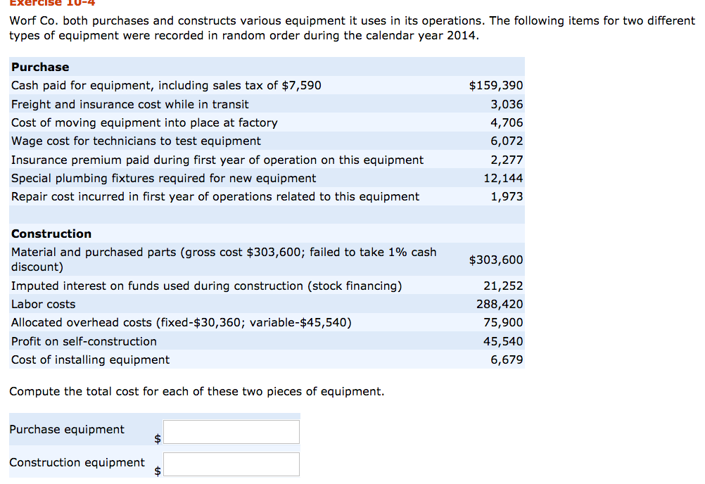 Worf Co Both Purchases And Constructs Various Chegg 