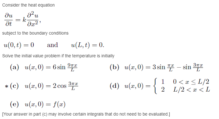 Solved Consider The Heat Equation Partial Differential U Chegg Com