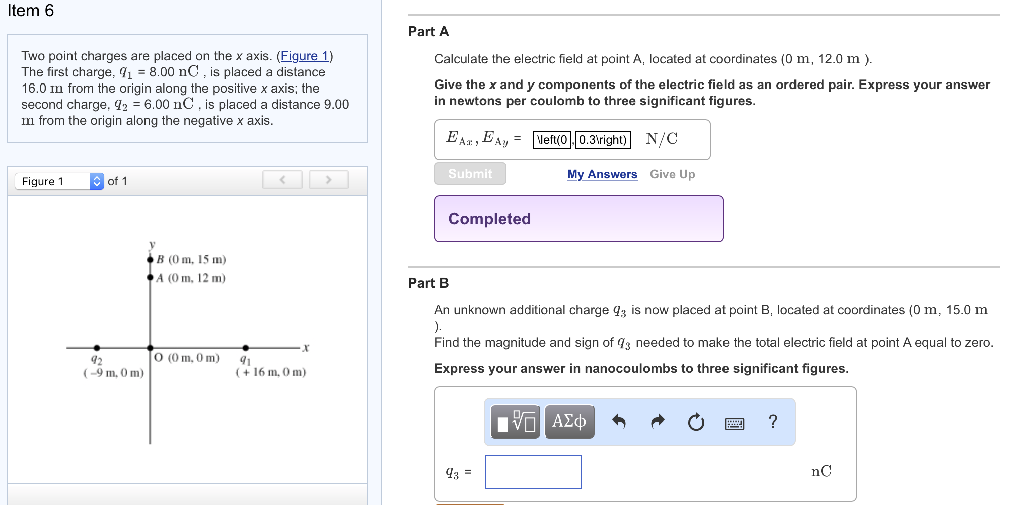 Solved Two Point Charges Are Placed On The X Axis. (Figur