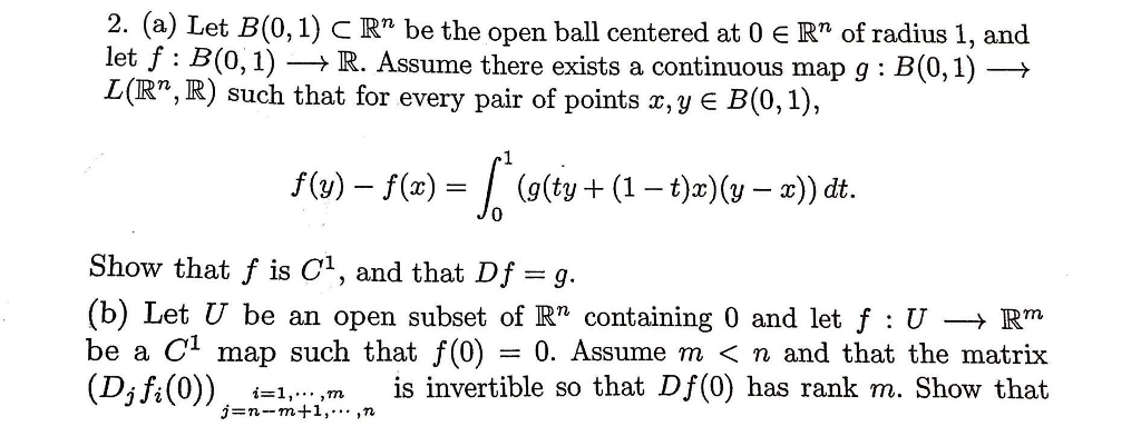 2 A Let B 0 1 C Rn Be The Open Ball Centered A Chegg Com