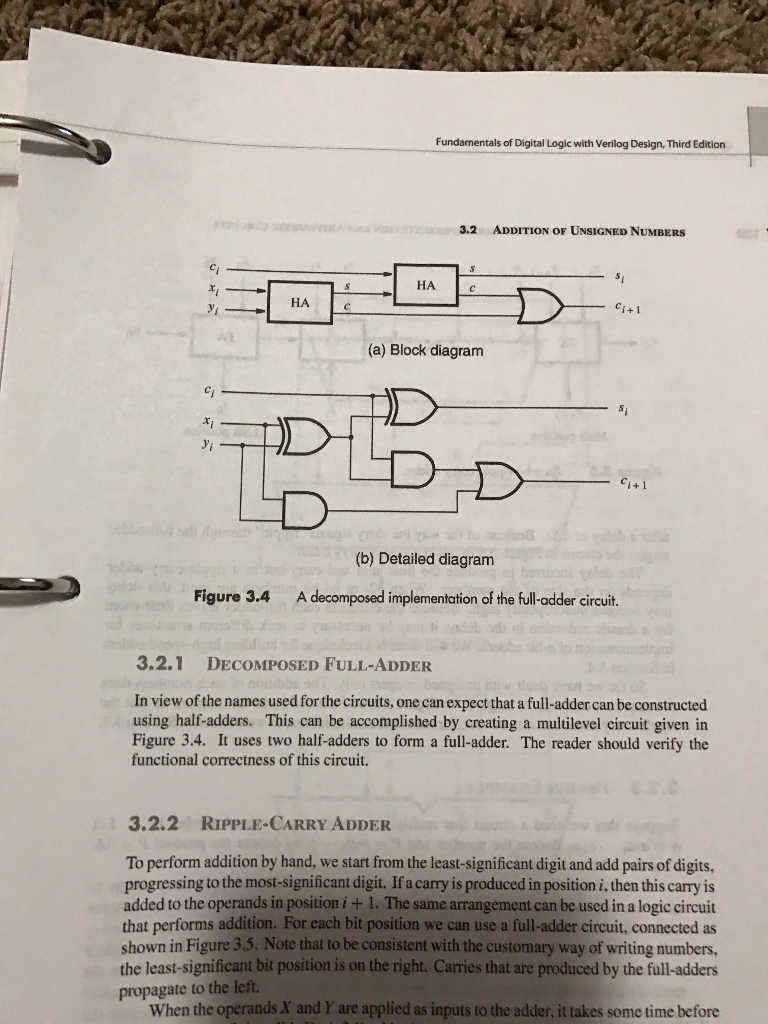 a) Please write a logic expression for ci+1 according to the circuit diagram in Fig. 3.4(b).