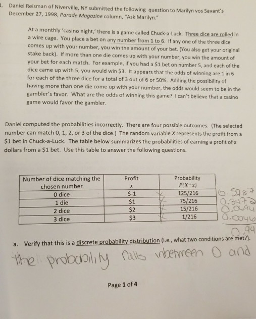 Solved QUESTION 16 Why was Marilyn Vos Savant's calculation