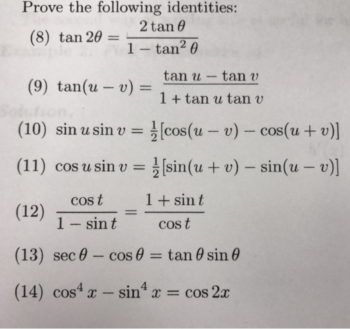 Solved Prove The Following Identities Tan 2theta 2 Tan Chegg Com