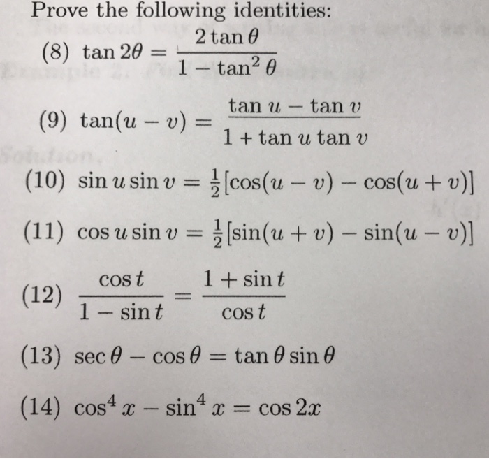 Prove The Following Identities Tan 2theta 2 Tan Chegg Com