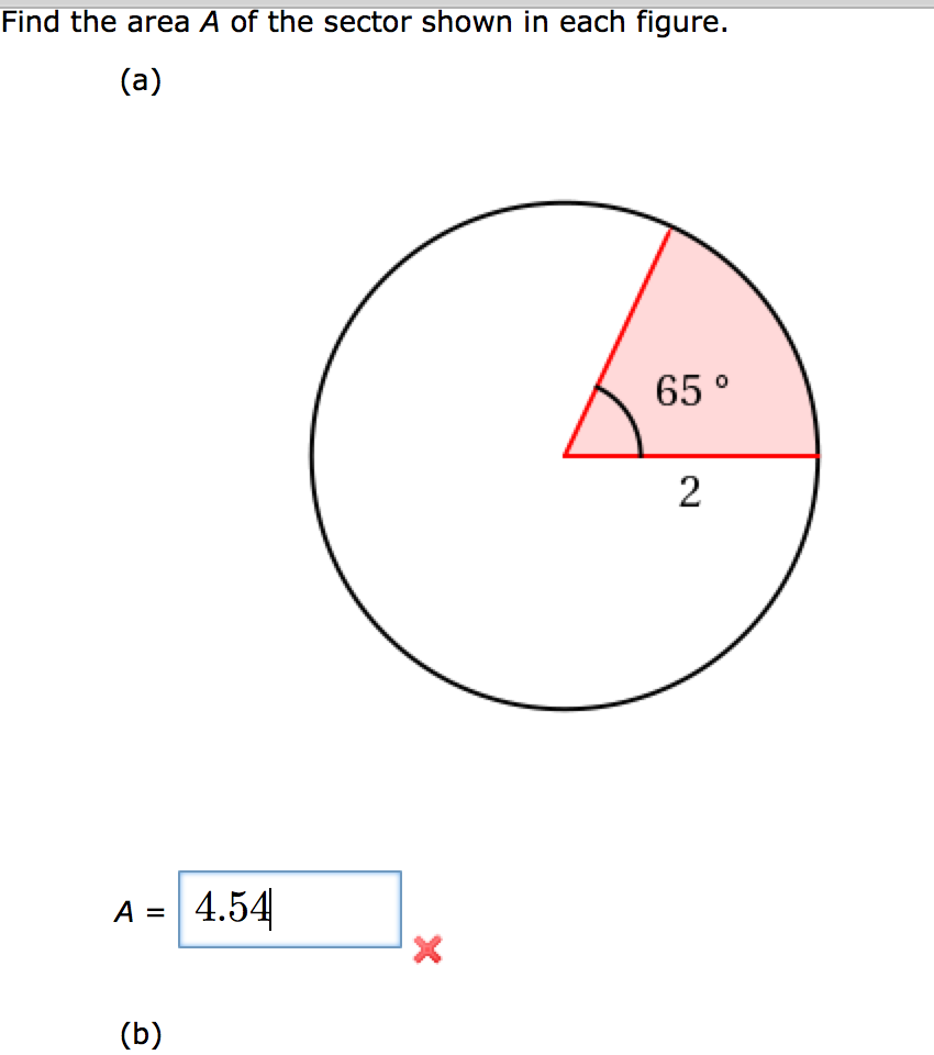 Solved Find the area A of the sector shown in each figure 26