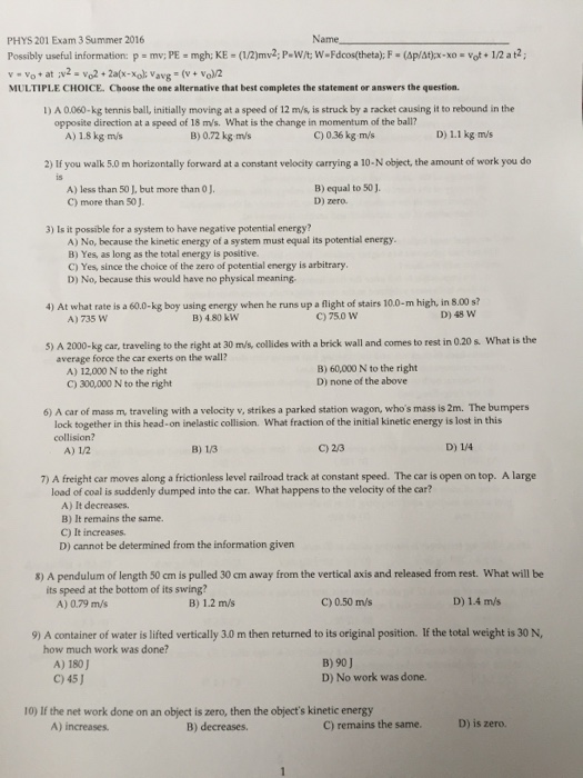 Solved Possibly Useful Information P Mv Pe Mgh Ke Chegg Com