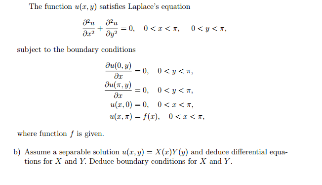 The Function U X Y Satisfies Laplace S Equation Chegg Com