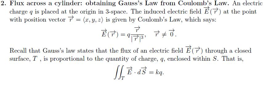 2 Flux Across A Cylinder Obtaining Gauss S Law F Chegg Com