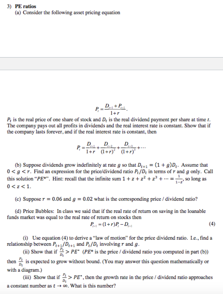 Solved A Consider The Following Asset Pricing Equation Chegg Com