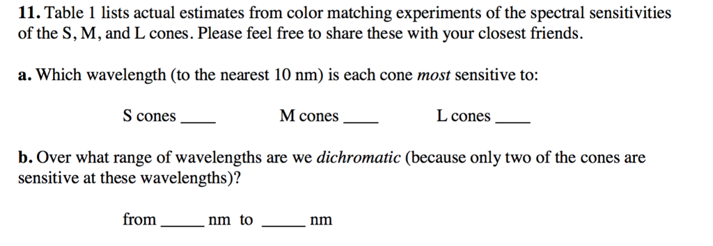 Solved 11 Table 1 Lists Actual Estimates From Color Matc