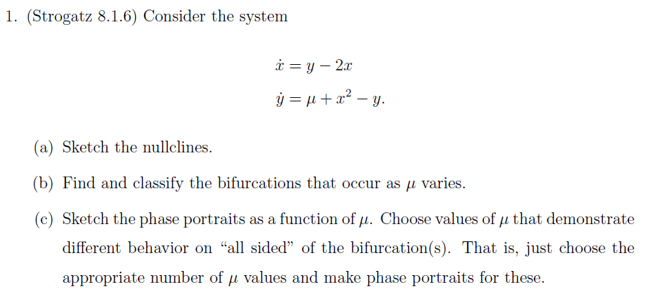 Solved Consider The System X Y 2x Y Mu X 2 Y S Chegg Com