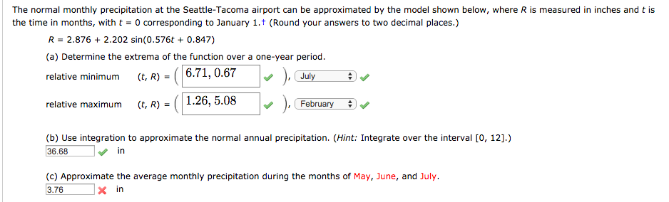 Solved The Normal Monthly Precipitation At The Seattle Ta Chegg Com
