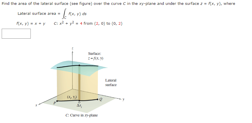 Solved Find The Area Of The Lateral Surface Over The Curv