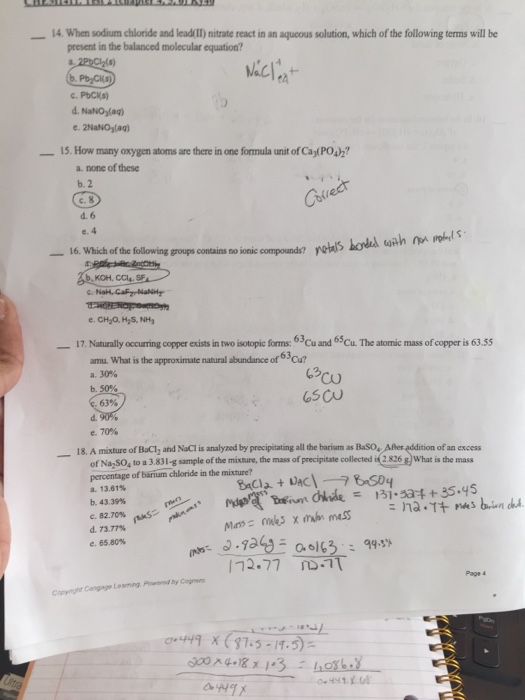 When Sodium Chloride And Lead Ii Nitrate React In Chegg 