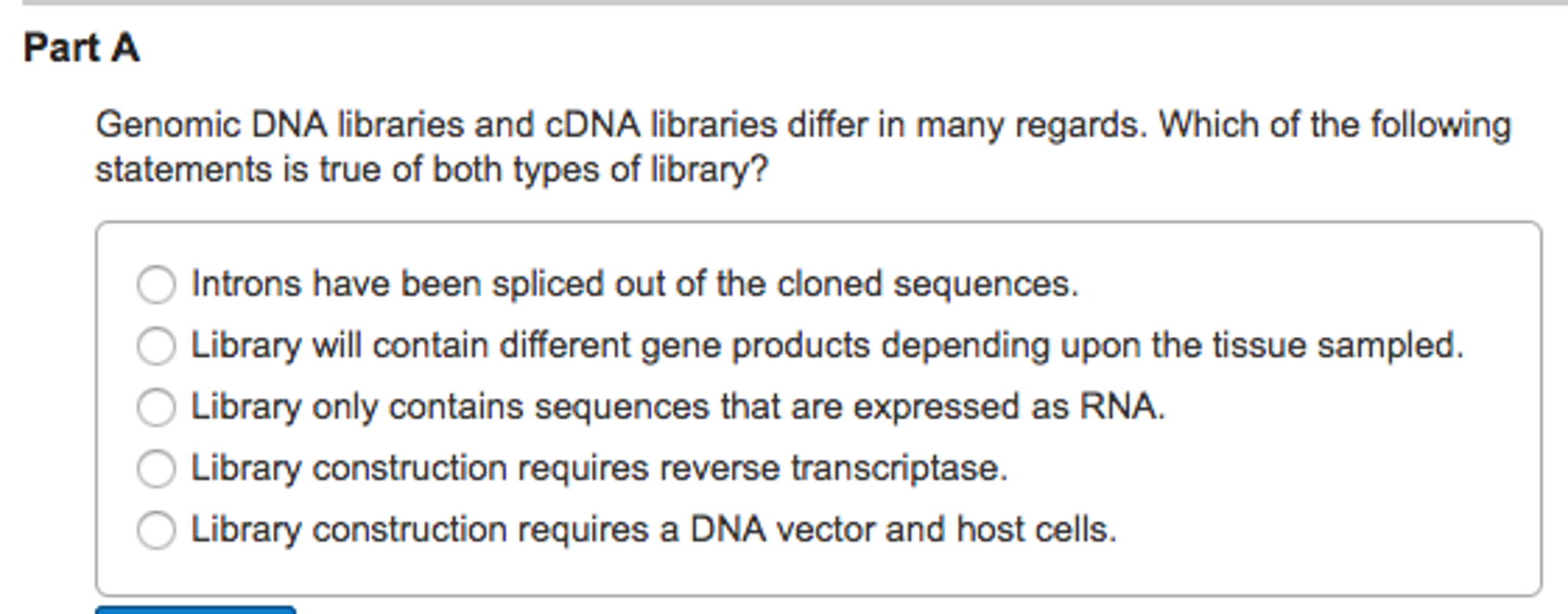 genomic library vs cdna library