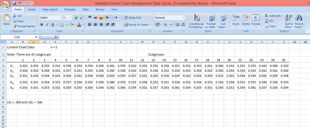 Create X Bar R Chart Excel