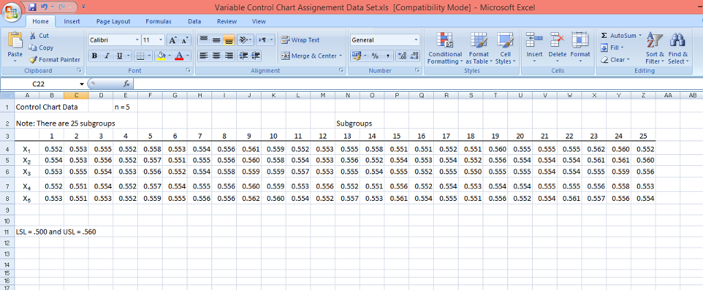 Xbar And R Chart Excel