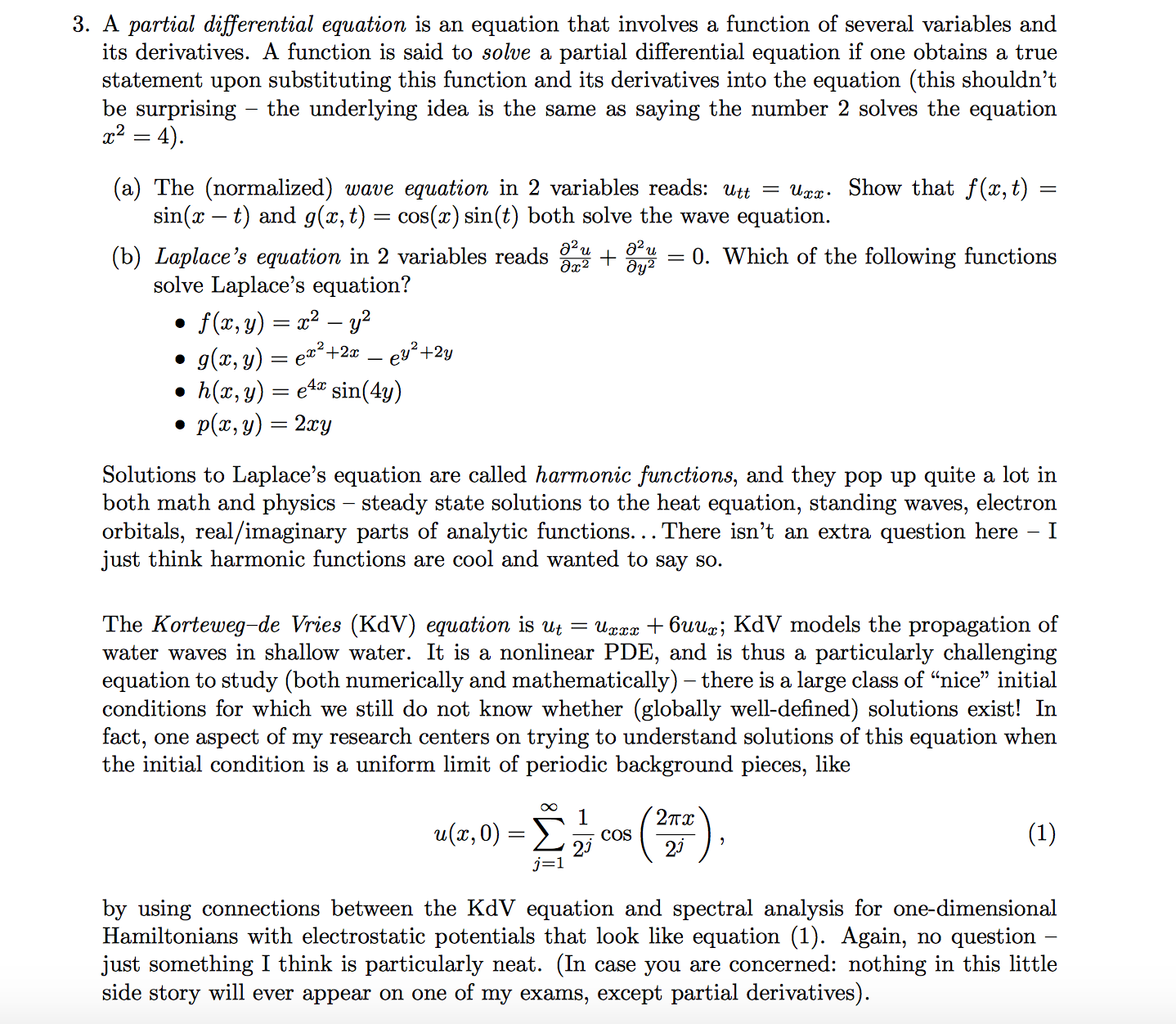Solved A Partial Differential Equation Is An Equation Tha Chegg Com