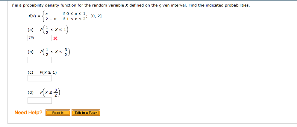 Solved F Is A Probability Density Function For The Random Chegg Com