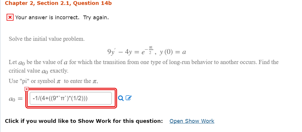 Solved Solve The Initial Value Problem 9y 4y E Pi 2 Chegg Com