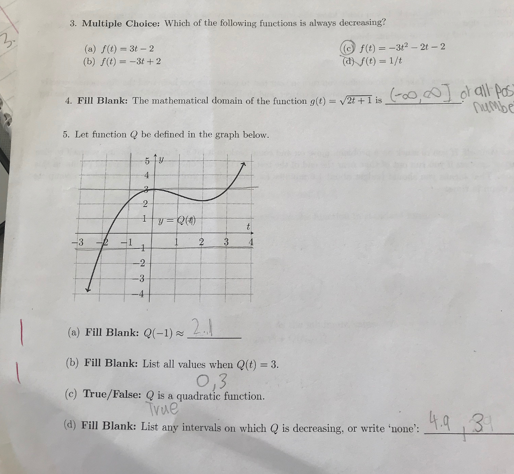 Solved 3 Multiple Choice Which Of The Following Functio