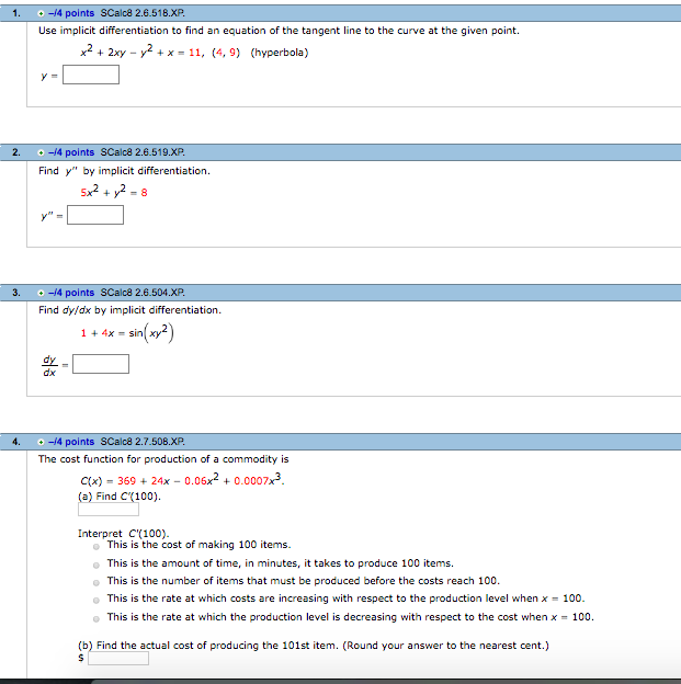 Use Implicit Differentiation To Find An Equation Of Chegg 