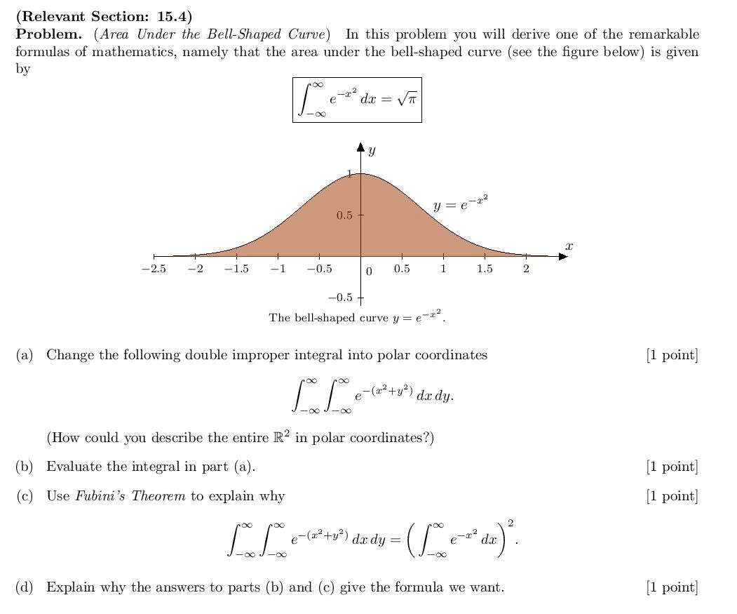 Solved (Area Under the Bell-Shaped Curve) In this problem