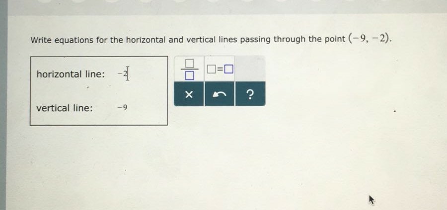 Solved Write Equations For The Horizontal And Vertical Li Chegg Com