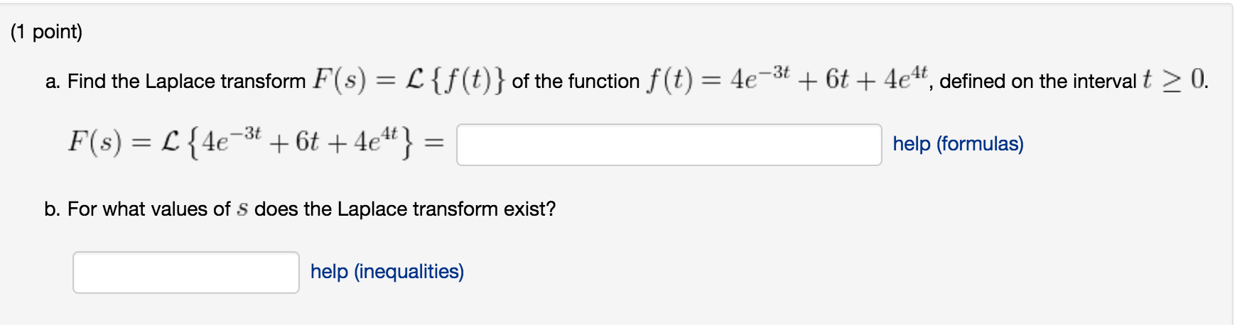 Solved Find The Laplace Transform F S L F T Of The F Chegg Com