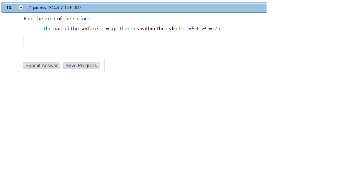 Solved Find The Area Of The Surface The Part Of The Chegg Com