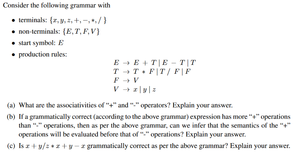 Solved Consider The Following Grammar With Terminals X Chegg Com