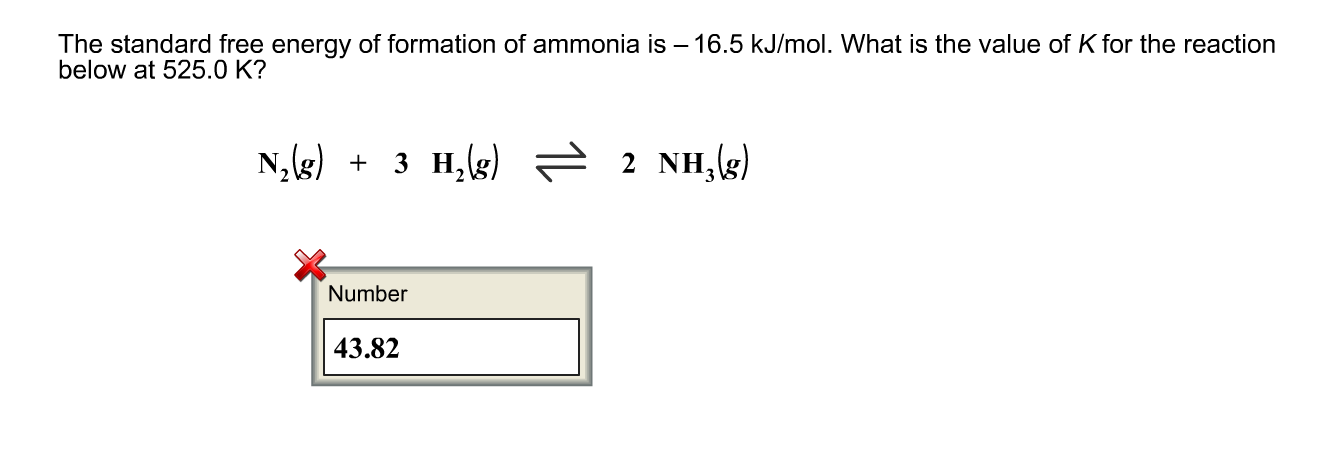 Solved The Standard Free Energy Of Formation Of Ammonia I