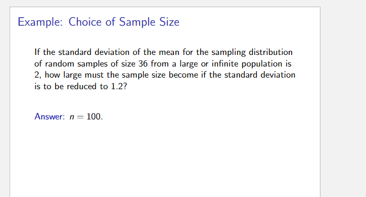 Solved Example Choice Of Sample Size If He Siand Rel Chegg Com