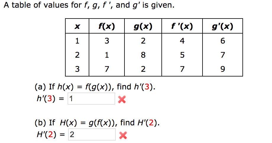 Solved 1 A If H X F G X Find H 2 B If H X G