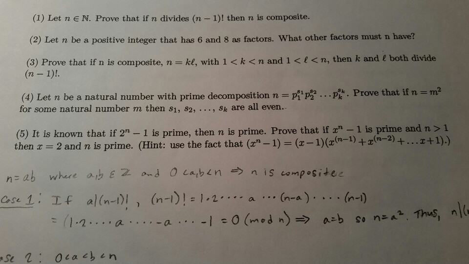 Solved Let N N Prove That If N Divides N 1 Then N Is Chegg Com