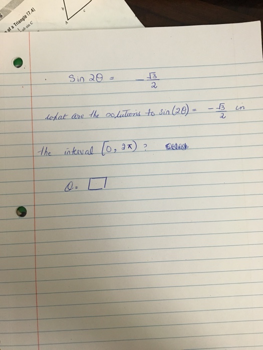 Solved Sin 2 Theta Squareroot 3 2 What Are The Solutions Chegg Com