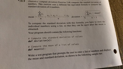 Solved Python 3 Statistics Compute Deviation Sample Output Chegg Com