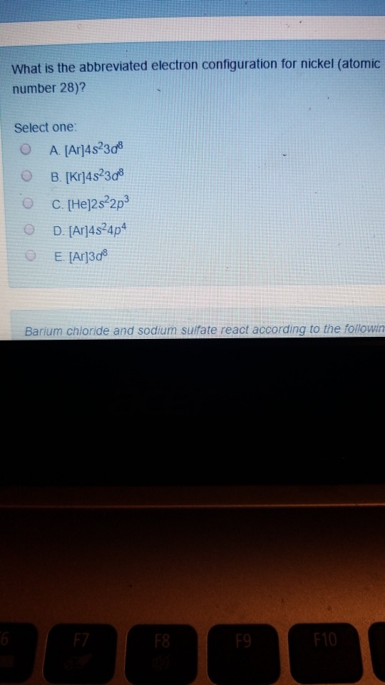 Is Solved: The Abbreviated Configuration For What Electron ...
