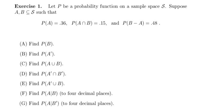Solved Let P Be A Probability Function On A Sample Space Chegg Com