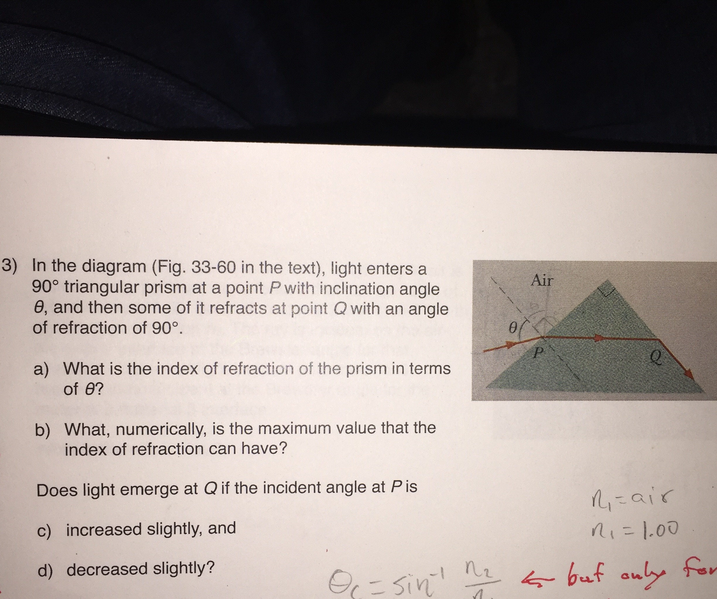 solved in the diagram (fig 33 60 in the text), light ent