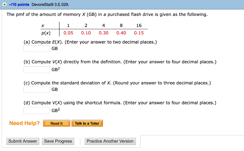 Solved 10 Points Devorestat93 E 029 The Pmf Of The Amo Chegg Com