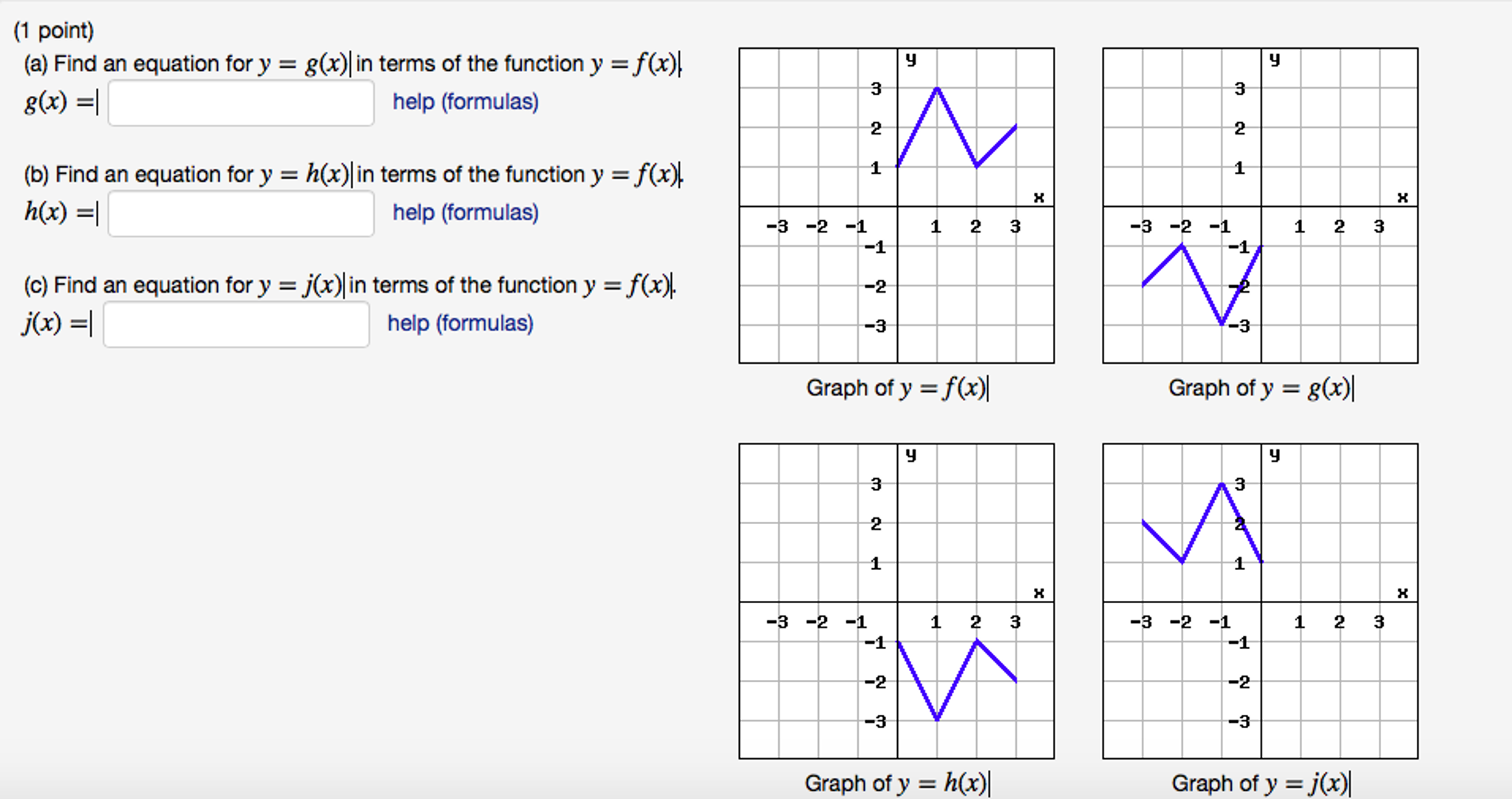 Solved Find An Equation For Y G X In Terms Of The Func Chegg Com