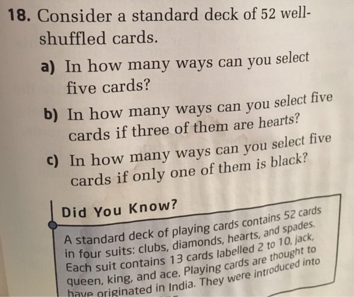 Consider A Standard Deck Of 52 Well Shuffled Cards Chegg Com