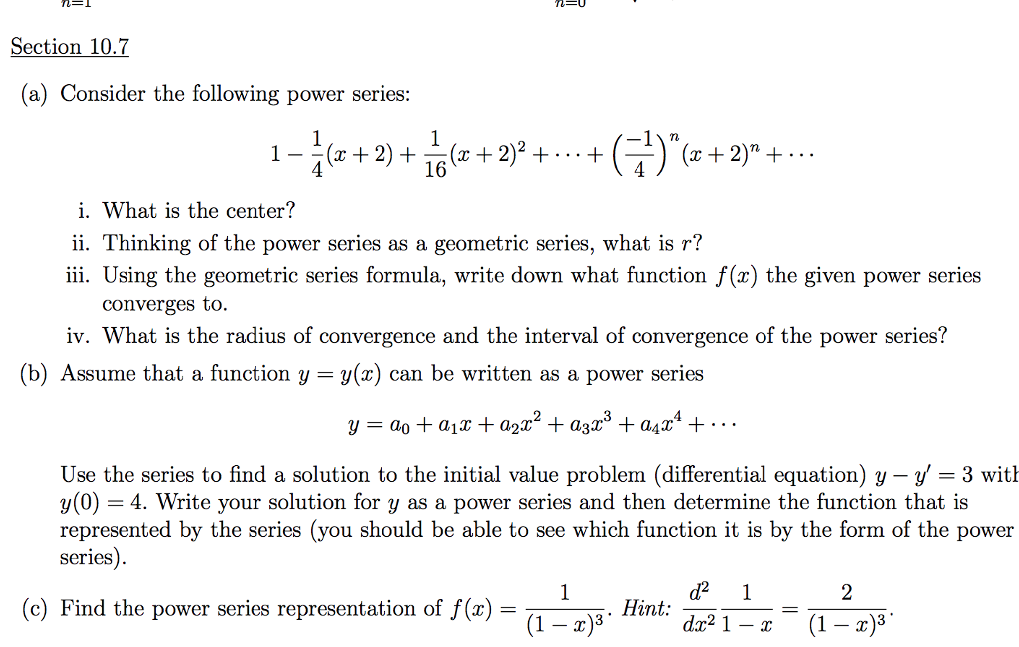 Solved Consider The Following Power Series 1 1 4 X Chegg Com