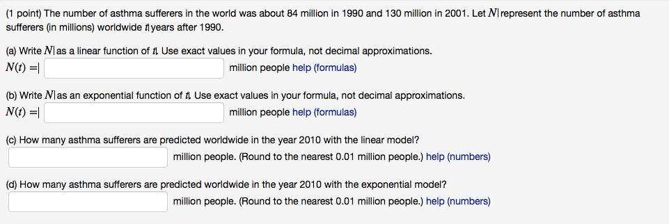 Solved The Number Of Asthma Sufferers In The World Was About Chegg Com