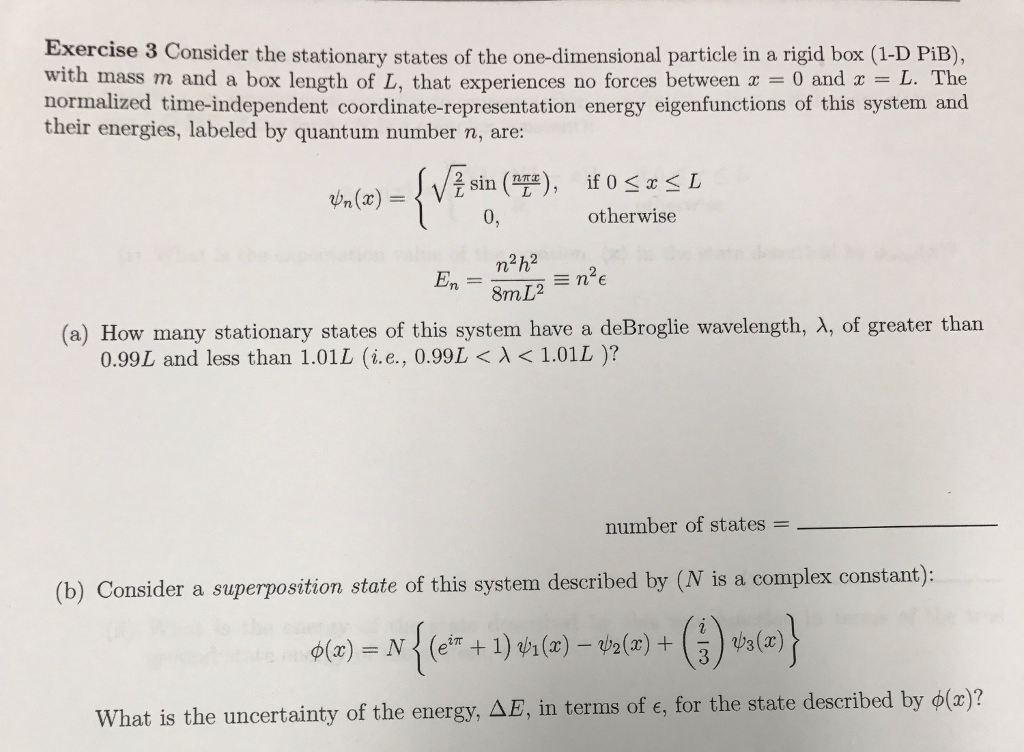 Exercise 3 Consider The Stationary States Of The O Chegg Com